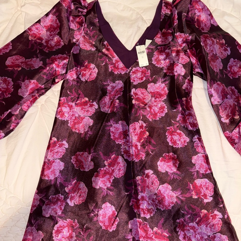 BHLDN Pink and Purple Chemise with Floral Design
